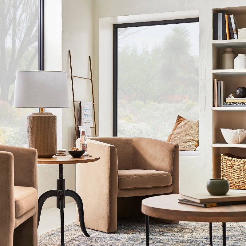Vernon Upholstered Barrel Accent Chair Light Brown Velvet - Threshold™ designed with Studio McGee: Plywood Frame, No Assembly Required : Target