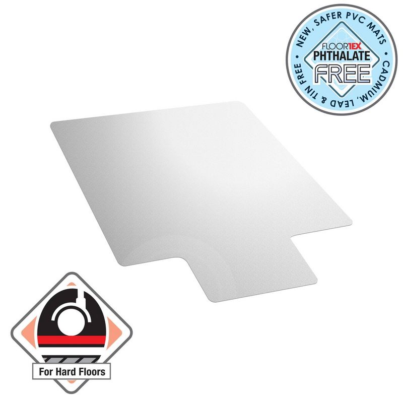 Floortex 45"x53" Vinyl Chair Mat For Hard Floors Lipped Clear: Pvc Office Mat, Flat Pile, Indoor Use : Target