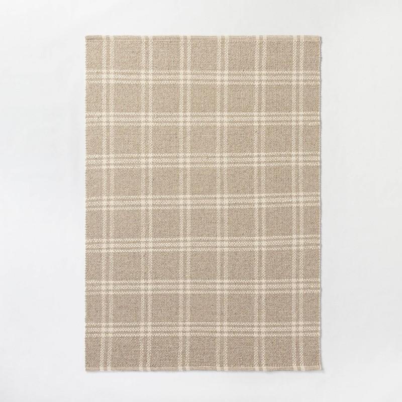 5'x7' Cottonwood Handwoven Plaid Wool/Cotton Area Rug Neutral - Threshold designed with Studio McGee: 5x7 Cream Flat Pile Rug