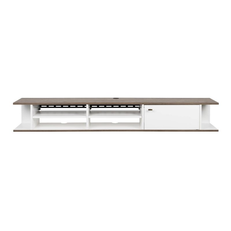 Wall Mounted Tv Stand For Tvs Up To 85" White/drifted Gray - Prepac: Floating Entertainment Center With Cable Management : Target