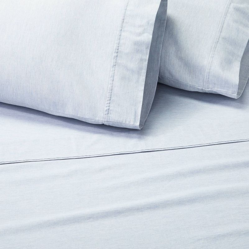 4pc Queen Mélange Dyed Sheet Set Blue - Hearth & Hand™ With Magnolia: 100% Cotton, Twill Weave, Oeko-tex Certified : Target