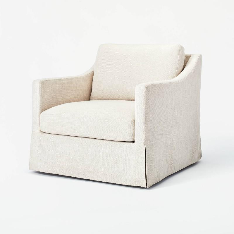 Vivian Park Upholstered Swivel Accent Chair Cream - Threshold™ Designed With Studio Mcgee: Padded Armrests, No Assembly Required : Target