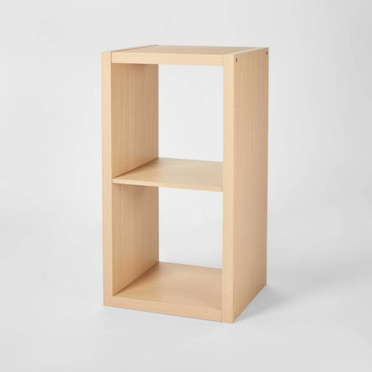 13'' 2 Cube Organizer Natural - Brightroom: Multicolor MDF Bookshelf with Storage Shelves & Anti-Tip Hardware