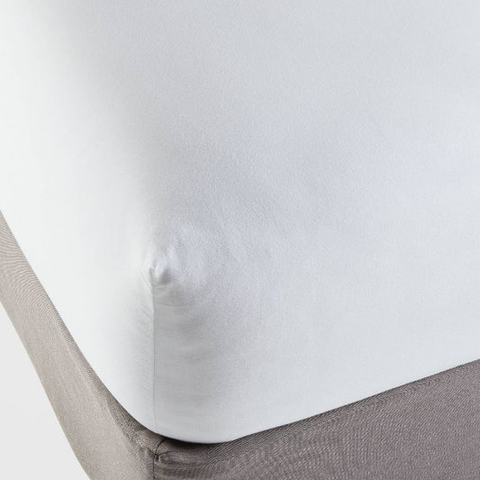 Queen Easy Care Fitted Sheet White - Room Essentials™: 60% Cotton 40% Polyester, Oeko-tex Certified, 215 Thread Count : Target