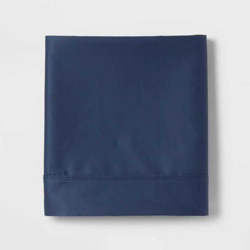 Twin/twin Xl 400 Thread Count Performance Flat Sheet Metallic Blue - Threshold™: Cotton Sateen, Shrink-resistant : Target