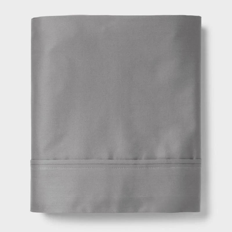 Queen 400 Thread Count Performance Flat Sheet Classic Gray - Threshold: Cotton Sateen, Machine Washable, OEKO-TEX Certified