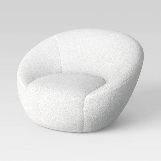Round Swivel Dorm Chair Cream Faux Shearling - Room Essentials