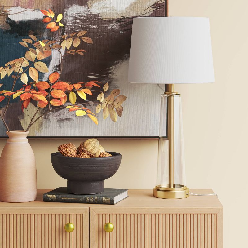 Tapered Fillable Table Lamp with USB Clear - Threshold: Gold Accent, Modern Desk Lighting, ETL Listed