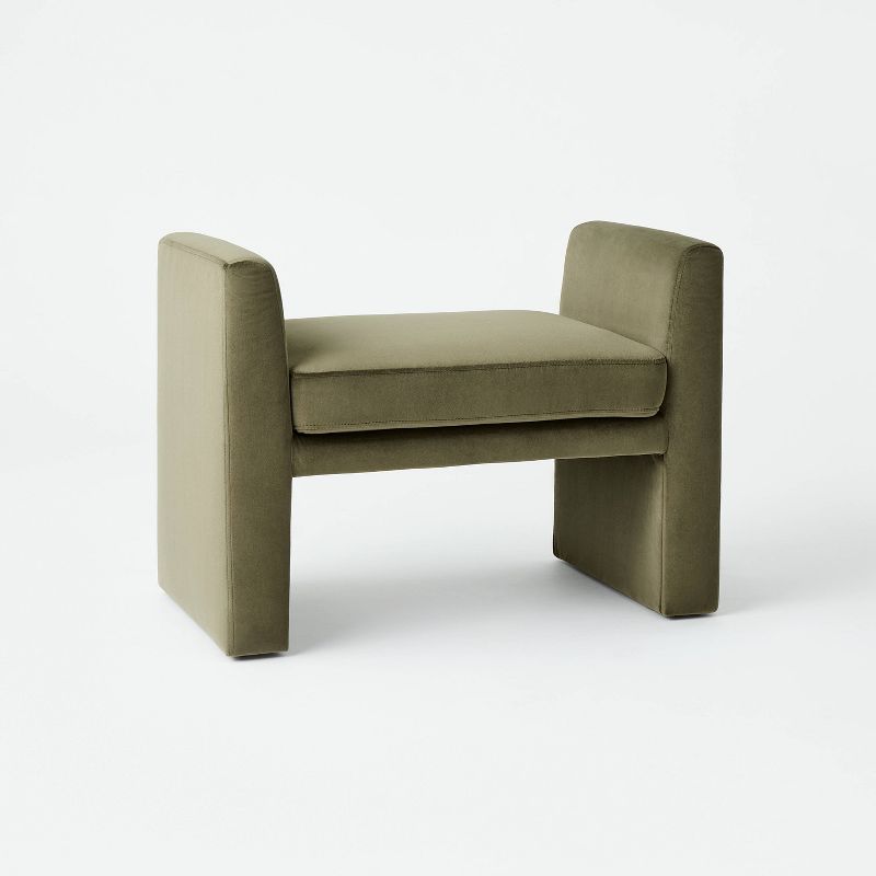 Vernon Ottoman Olive Green Velvet - Threshold designed with Studio McGee