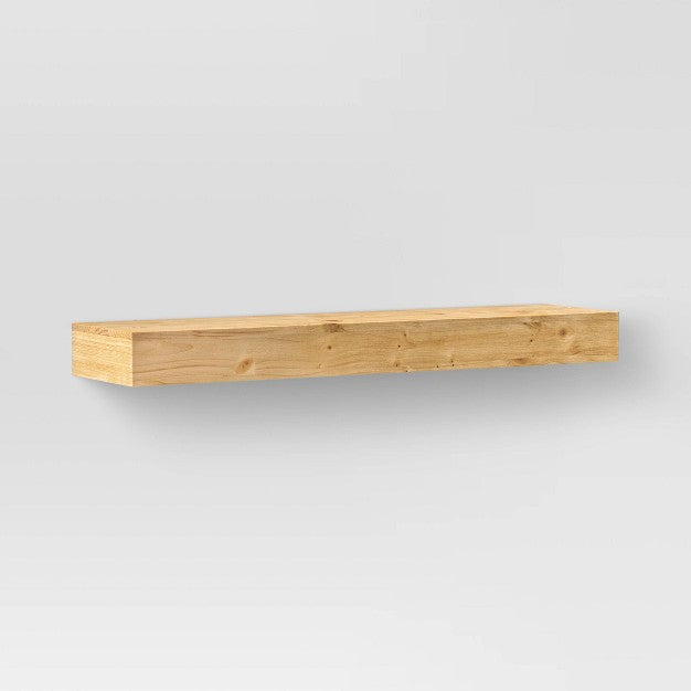24" Floating Light Wood Shelf Natural - Threshold: Modern Storage, Wall Mount, Includes Hardware