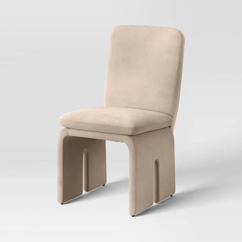 Safflower Sculptural Dining Chair Dark Tan (KD) - Threshold: Metal Frame, Upholstered, Armless