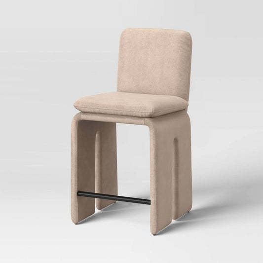 Safflower Sculptural Counter Height Barstool Dark Tan - Threshold™: Metal Frame, Upholstered, No Assembly : Target