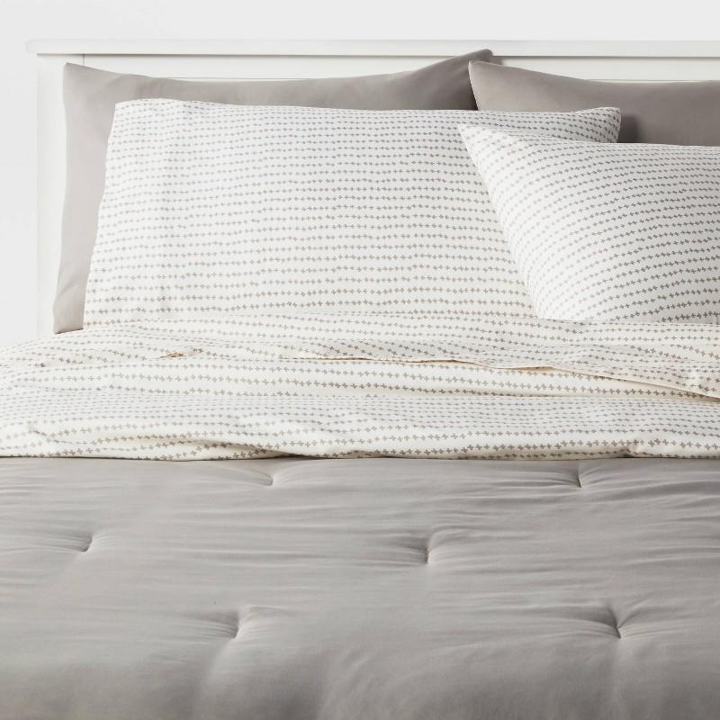 5pc Twin Extra Long Solid Microfiber Comforter & Sheets Set Gray - Room Essentials: Bed in a Bag, 180 Thread Count