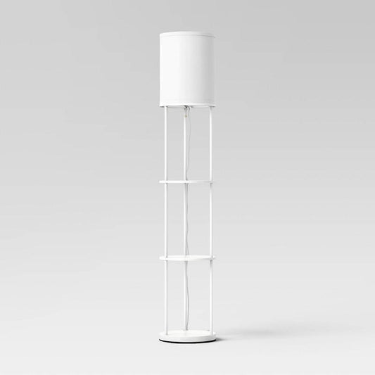 Shelf Floor Lamp White (Light Bulbs Not Included) - Room Essentials: Modern Standing Lamp with Pull Chain, ETL Listed
