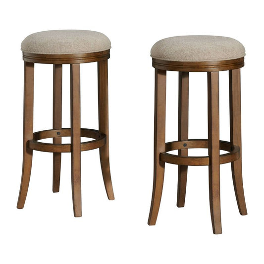 Set of 2 Natick Bar Height Stools Brown - Alaterre Furniture: Upholstered, Rubberwood Frame, Fixed Height : Target