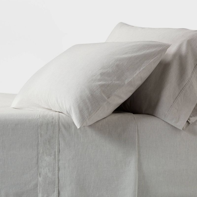 Twin/twin Xl 250 Thread Count Organic Percale Sheet Set Gray Chambray - Threshold™: Gots Certified, Teen & All Ages : Target