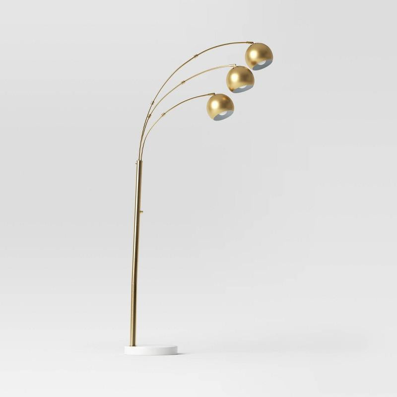 75.5"x29.5" Span 3-Head Metal Globe Floor Lamp Brass - Threshold