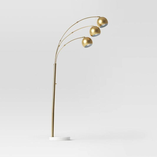 75.5"x29.5" Span 3-Head Metal Globe Floor Lamp Brass - Threshold