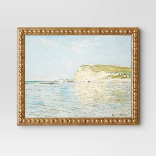 16" x 20" Silent Still Framed Wall Cotton Canvas Board - Threshold: Polystyrene Gold Frame, Horizontal Landscape