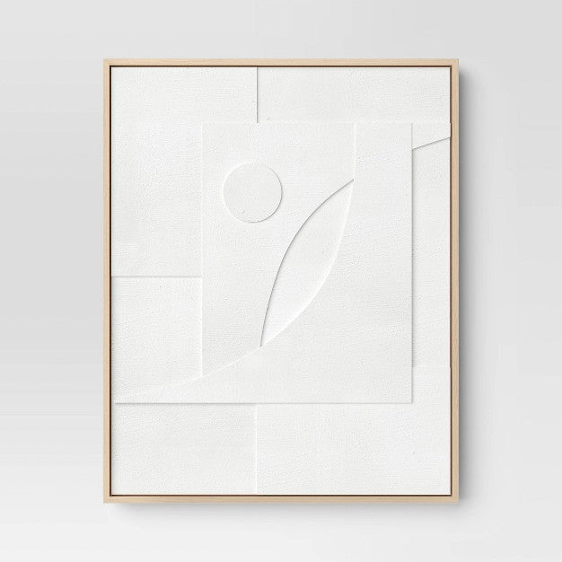 24" x 30" Dimensional II 3D Framed Wall Sculpture with Sand texture - Threshold: Modern Canvas Art, Polystyrene Frame