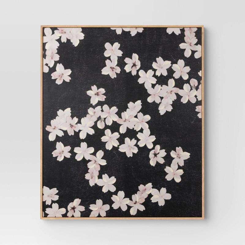 30" x 36" Ditsy Floral Framed Canvas Natural - Threshold: Botanical Wall Art, Polystyrene Frame
