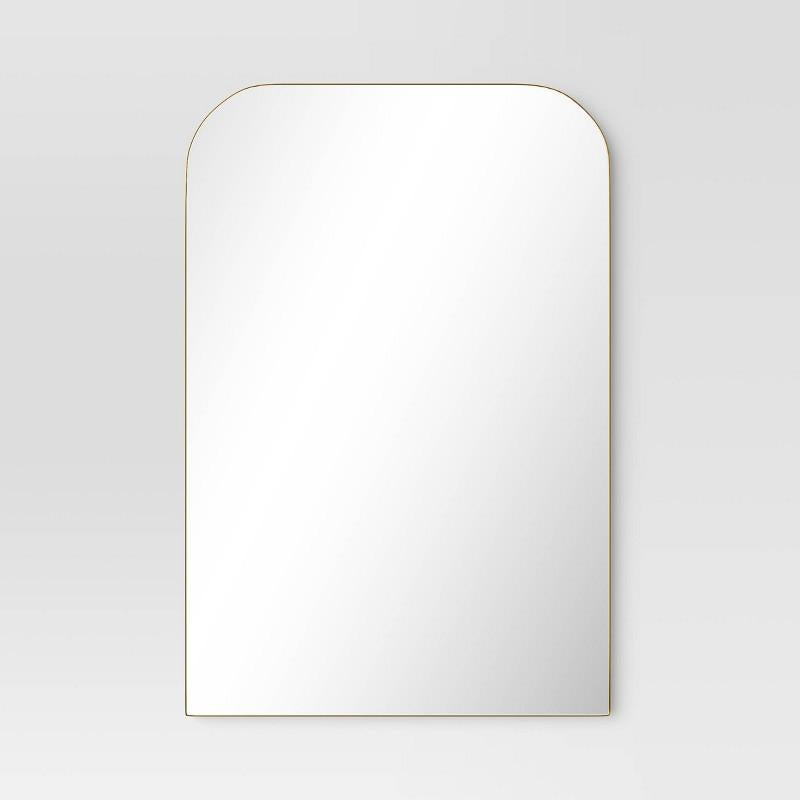 24" x 36" Infinity Mantle Mirror Brass - Threshold: Rust-Resistant, Wall Mount, Modern Decor