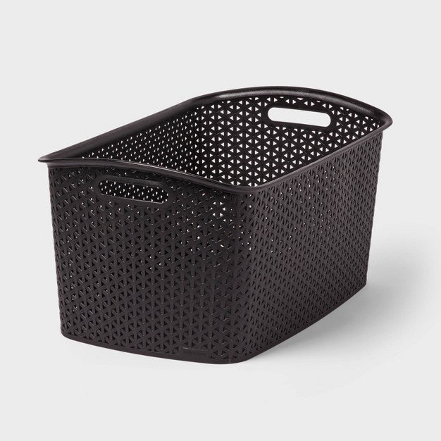 Y-Weave Jumbo Decorative Storage Basket Black - Brightroom: Portable, Nesting, Bin, 44L Capacity, Rectangle