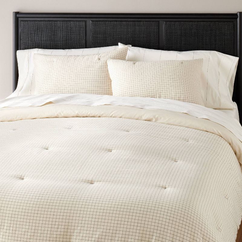 3pc King Mini Grid Stitch Comforter Bedding Set Railroad Gray - Hearth & Hand™ With Magnolia: Cotton Dobby, Oeko-tex Certified : Target