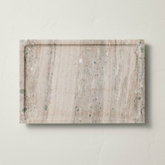 8"x12" Footed Marble Countertop Tray Warm Beige - Hearth & Hand™ With Magnolia: Acacia Wood Base, Rectangular Shape : Target