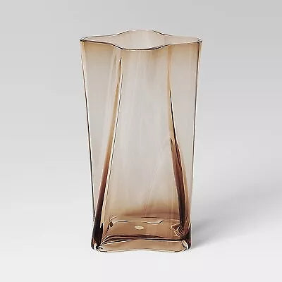 Large Shaped Glass Vase Brown - Threshold
