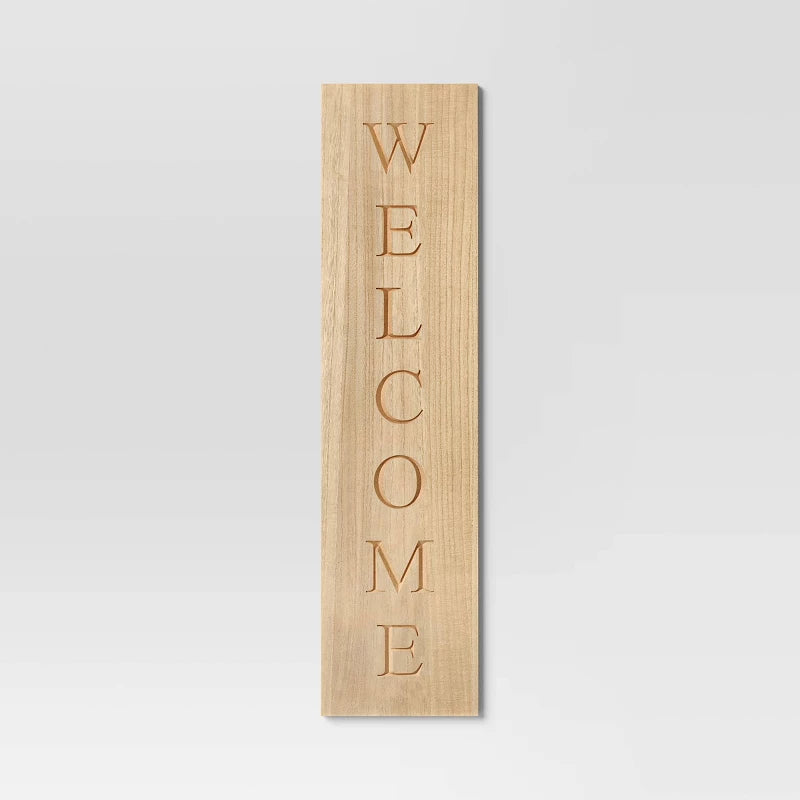 40"x10" Reversible Wood Leaner - Threshold: Farmhouse Style MDF Vertical Decor with Rustic Quote Adage Saying