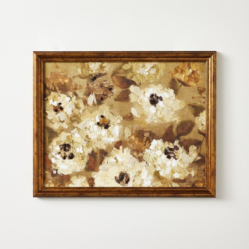 16"x20" Oil Painted All Over Floral Framed Wall Art - Threshold™ Designed With Studio Mcgee: Beige Frame, Botanical Theme : Target