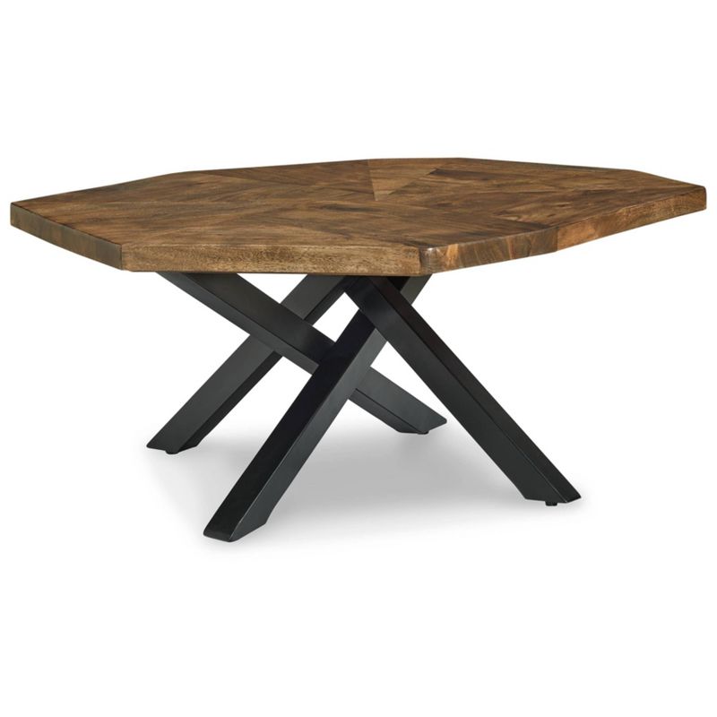 Haileeton Coffee Table Black/gray/brown/beige - Signature Design By Ashley: Contemporary Pedestal Base, Acacia Top : Target