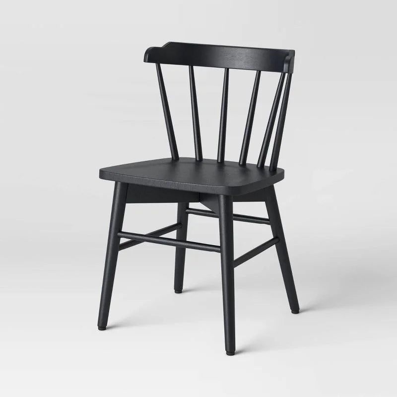 Wooden Barrel Dining Chair Black (KD) - Threshold: Curved Back, Wood Frame, Non-Marking Feet Levelers