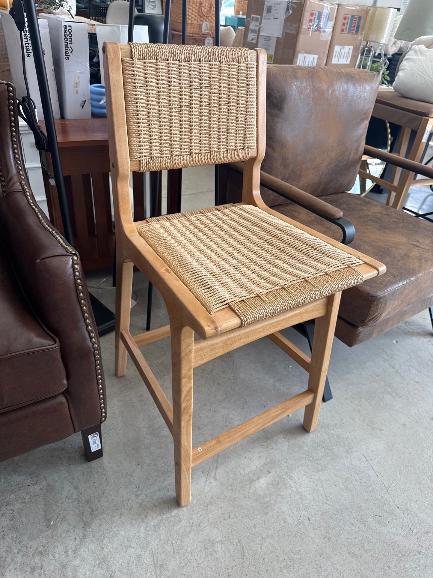 Ceylon Woven Counter Height Barstool Natural Wood - Threshold™: Rubberwood Frame, 250lb Capacity : Target