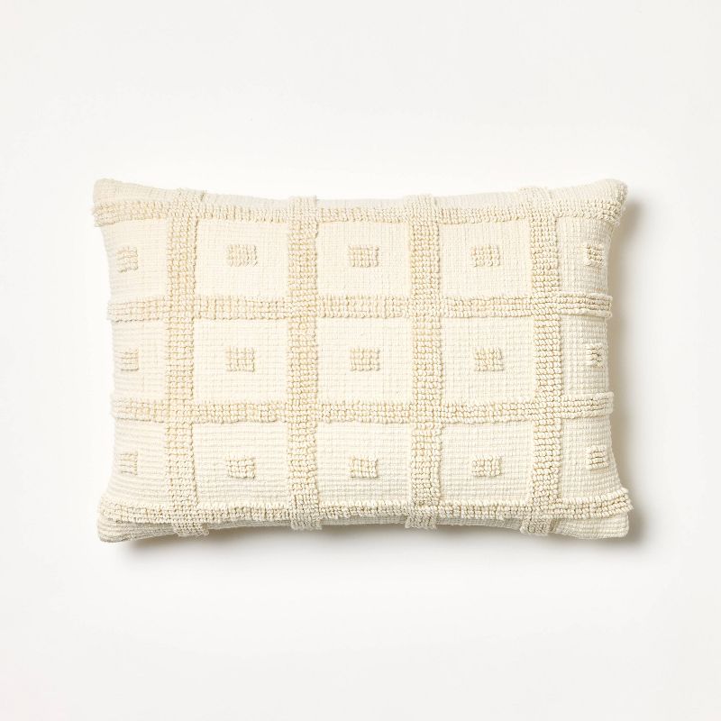 Tufted Geo Lumbar Throw Pillow Cream: Rectangle, Cotton, Indoor - Threshold™ Designed With Studio Mcgee : Target