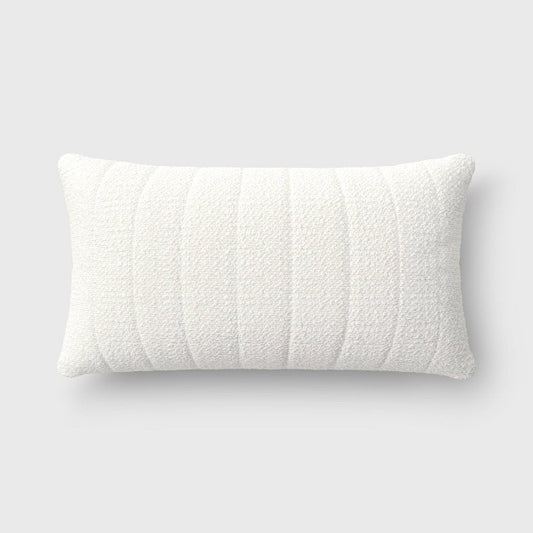 Oversized Channeled Boucle Lumbar Throw Pillow Ivory - Threshold: Soft Polyester, Indoor Use, Rectangular Shape