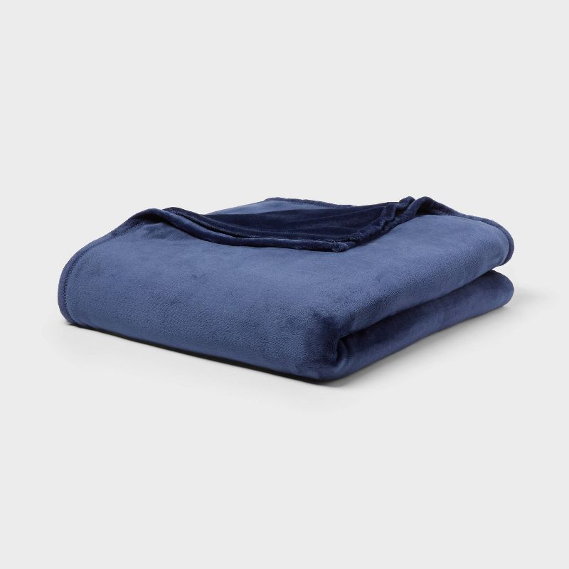 Twin/Twin XL Blanket Navy - Room Essentials: Lightweight Knitted, Recycled Polyester, Machine Washable