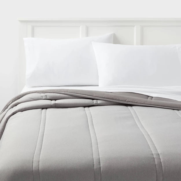 King Lofty Microfiber Comforter Dark Gray Heather - Room Essentials