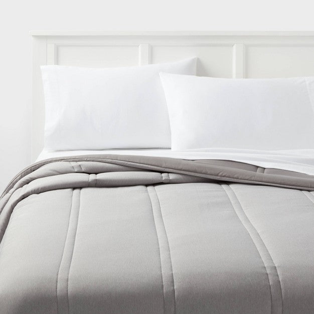 Twin/Twin Extra Long Lofty Microfiber Comforter Dark Gray Heather - Room Essentials