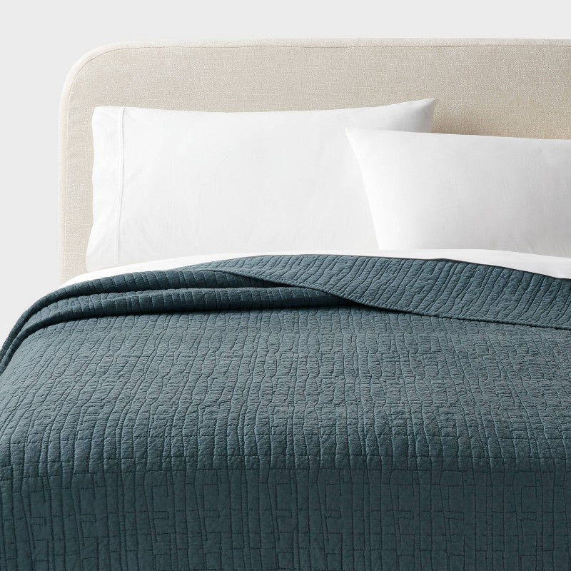 King TENCEL® Quilt Slate Blue - Threshold: OEKO-TEX Certified, Cooling Lightweight Coverlet, Woven Lyocell Fabric, Machine Washable