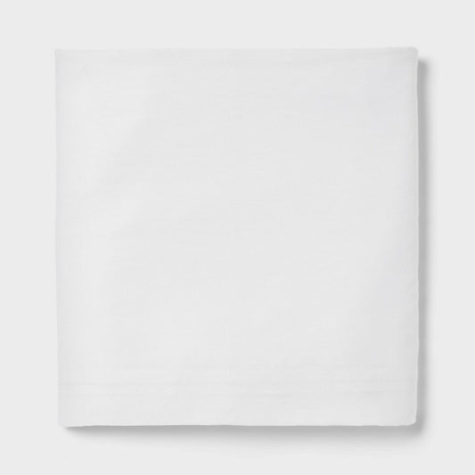 Queen Easy Care Cotton Blend Sateen Flat Sheet White - Room Essentials: 225 Thread Count, Machine Washable