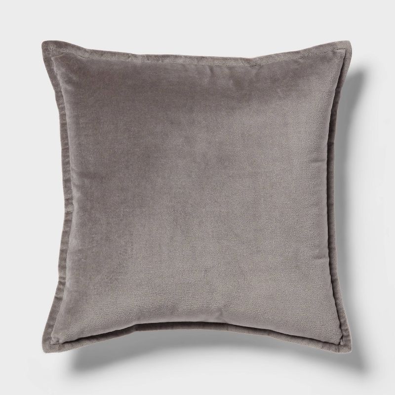 Velvet Reverse Oblong Dec Pillow Dark Gray - Threshold™: Cotton Fabric, Indoor Square Shape, Sewn Seam Closure : Target