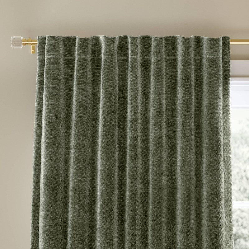 50"x108" Blackout Chenille Curtain Panel Green - Threshold: Solid Woven, 108 Inch, Back Tab, Rod Pocket