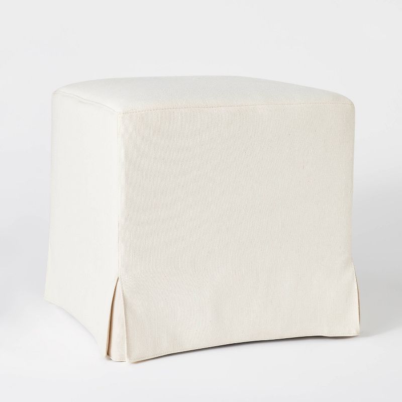 Lynwood Slipcover Cube Ottoman Cream - Threshold™ Designed With Studio Mcgee: Upholstered Bench, No Assembly Required : Target