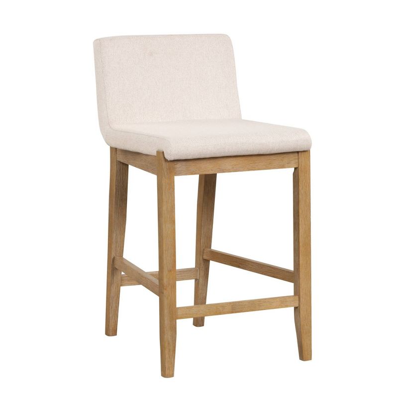 Gracie Wood Upholstered Counter Height Barstool Brushed Gray/Flax - Nathan James : Target