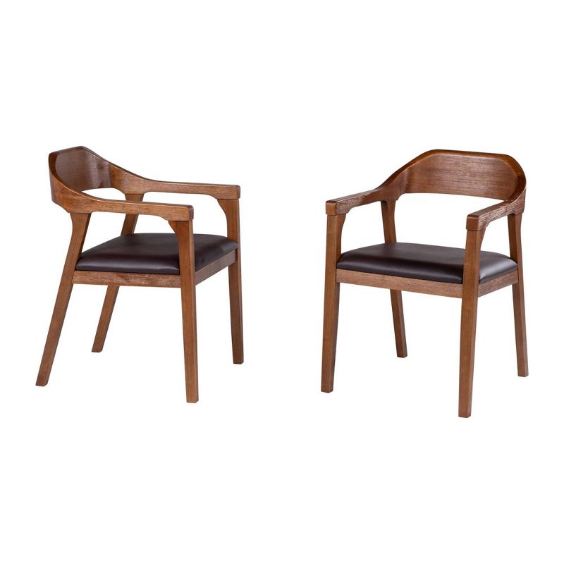 Set Of 2 Rasmus Dining Armchairs Brown/chestnut - Boraam: Upholstered, Faux Leather, Mid-century Modern : Target