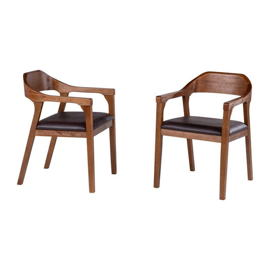Set Of 2 Rasmus Dining Armchairs Brown/chestnut - Boraam: Upholstered, Faux Leather, Mid-century Modern : Target