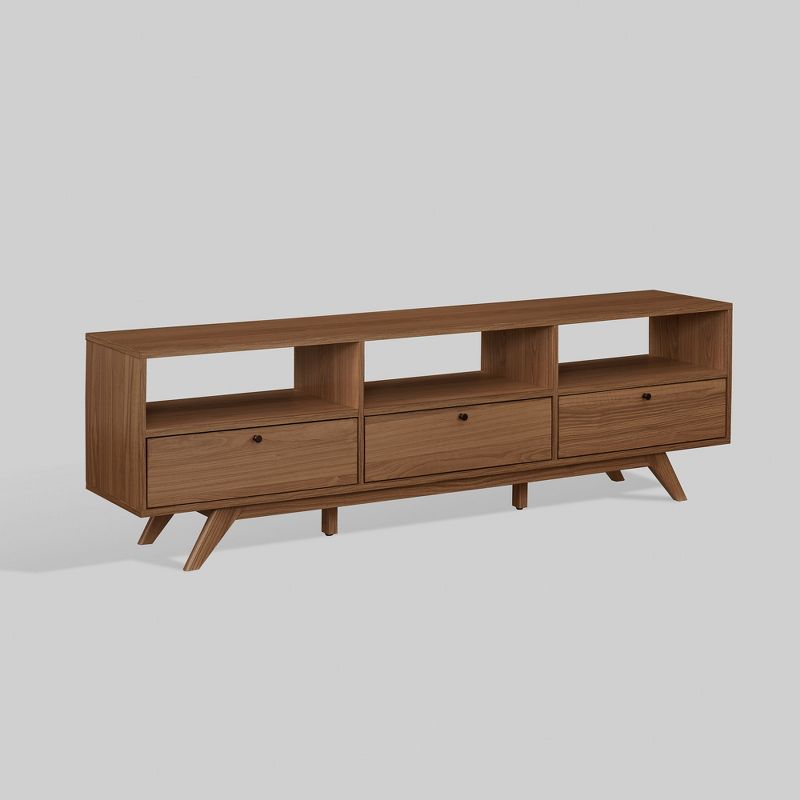 Mid-century Modern Low Tv Stand For Tvs Up To 80" With Storage Mocha - Saracina Home : Target