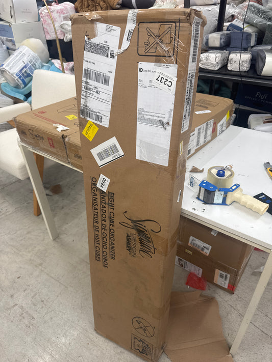 47.05" Aprilyn Eight Cube Organizer White - Signature Design by Ashley: Sleek Storage Cubbies, Laminated Surface, Open Back